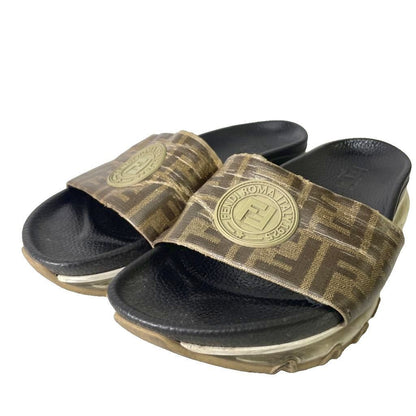 Fendi Slide Sandals Lava Logo Zucca Pattern Brown 8 — view 4