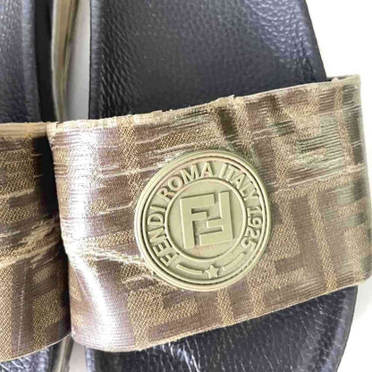 Fendi Slide Sandals Lava Logo Zucca Pattern Brown 8 — view 7
