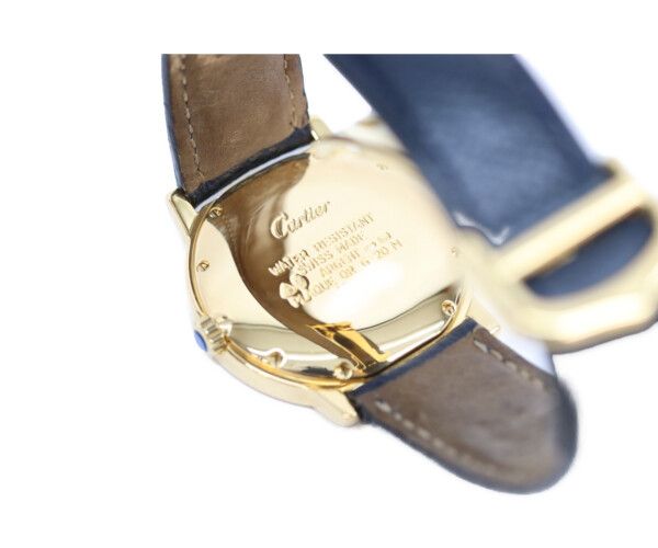 Cartier 925 Must Ronde LM Vermeil Date Ivory Roman Dial Leather Quartz — view 6