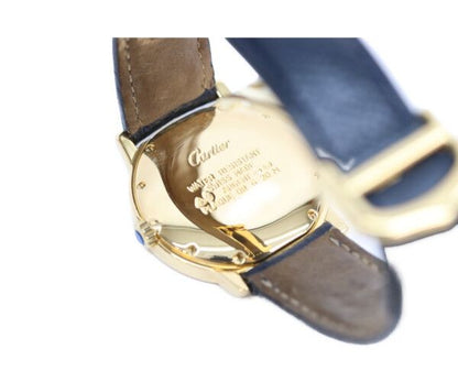 Cartier 925 Must Ronde LM Vermeil Date Ivory Roman Dial Leather Quartz — view 6