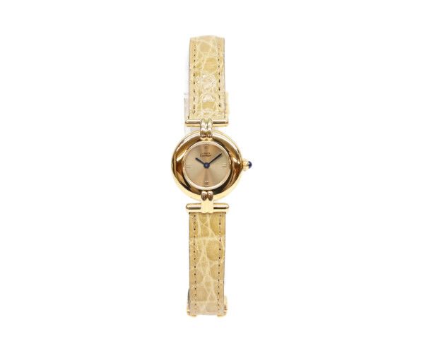 Cartier 925 Must Colisee Vermeil SM Gold Dial Quartz Leather — view 2
