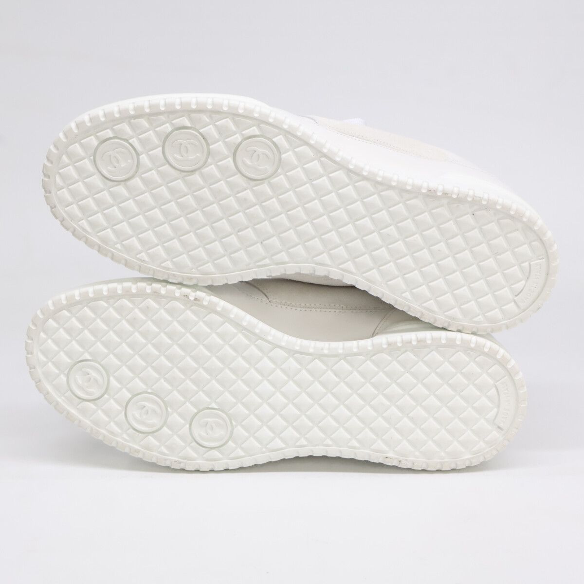 Chanel CC Logo Leather Suede Sneakers — view 6