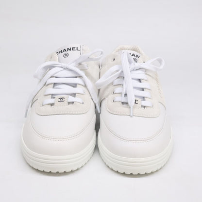 Chanel CC Logo Leather Suede Sneakers — view 2