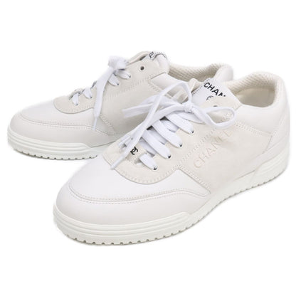 Chanel CC Logo Leather Suede Sneakers