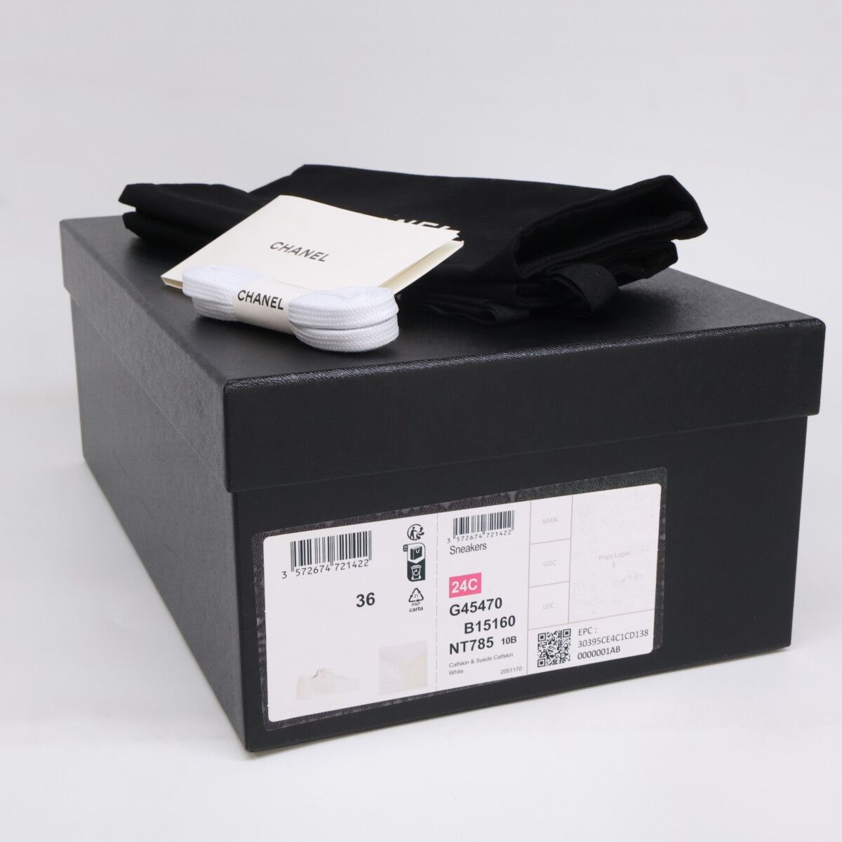 Chanel CC Logo Leather Suede Sneakers — view 7