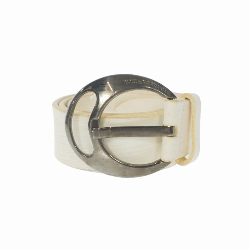 Dolce & Gabbana Leather Buckle Belt White 85