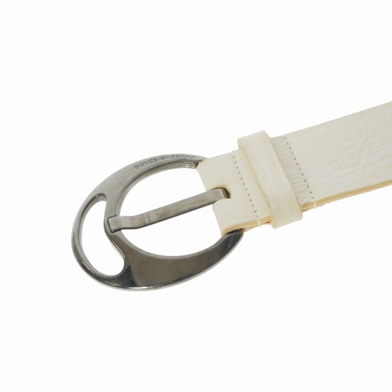 Dolce & Gabbana Leather Buckle Belt White 85 — view 4