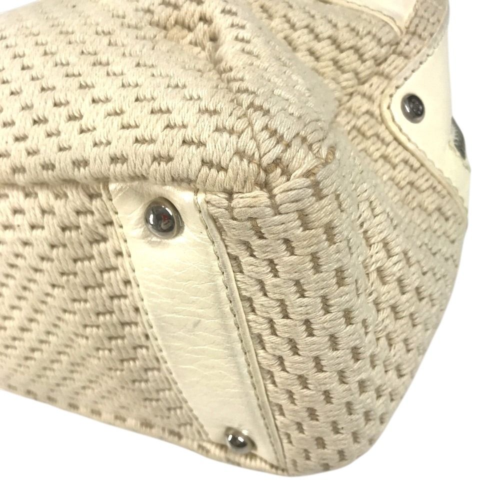 Chanel Shoulder Bag Logo Leather Canvas Beige — view 6