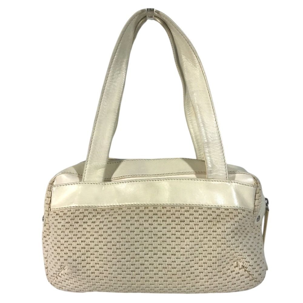 Chanel Shoulder Bag Logo Leather Canvas Beige — view 2