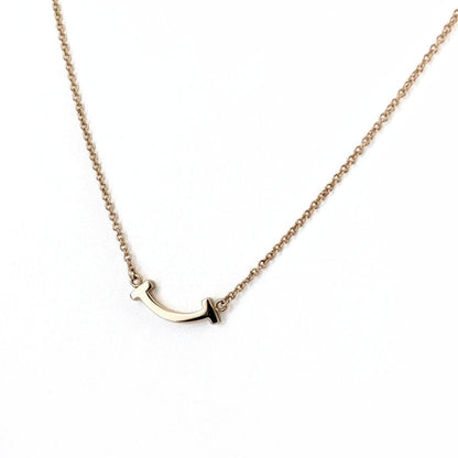Tiffany & Co T Smile Mini Necklace Pink Gold Pendant