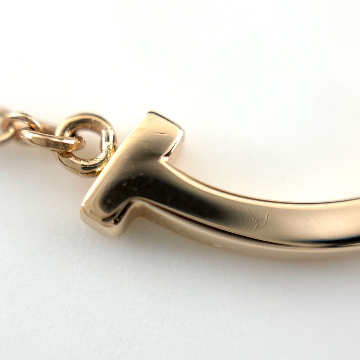 Tiffany & Co T Smile Mini Necklace Pink Gold Pendant — view 2