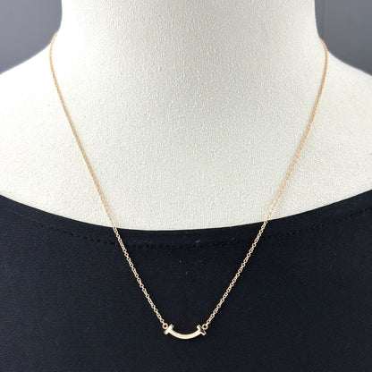 Tiffany & Co T Smile Mini Necklace Pink Gold Pendant — view 4
