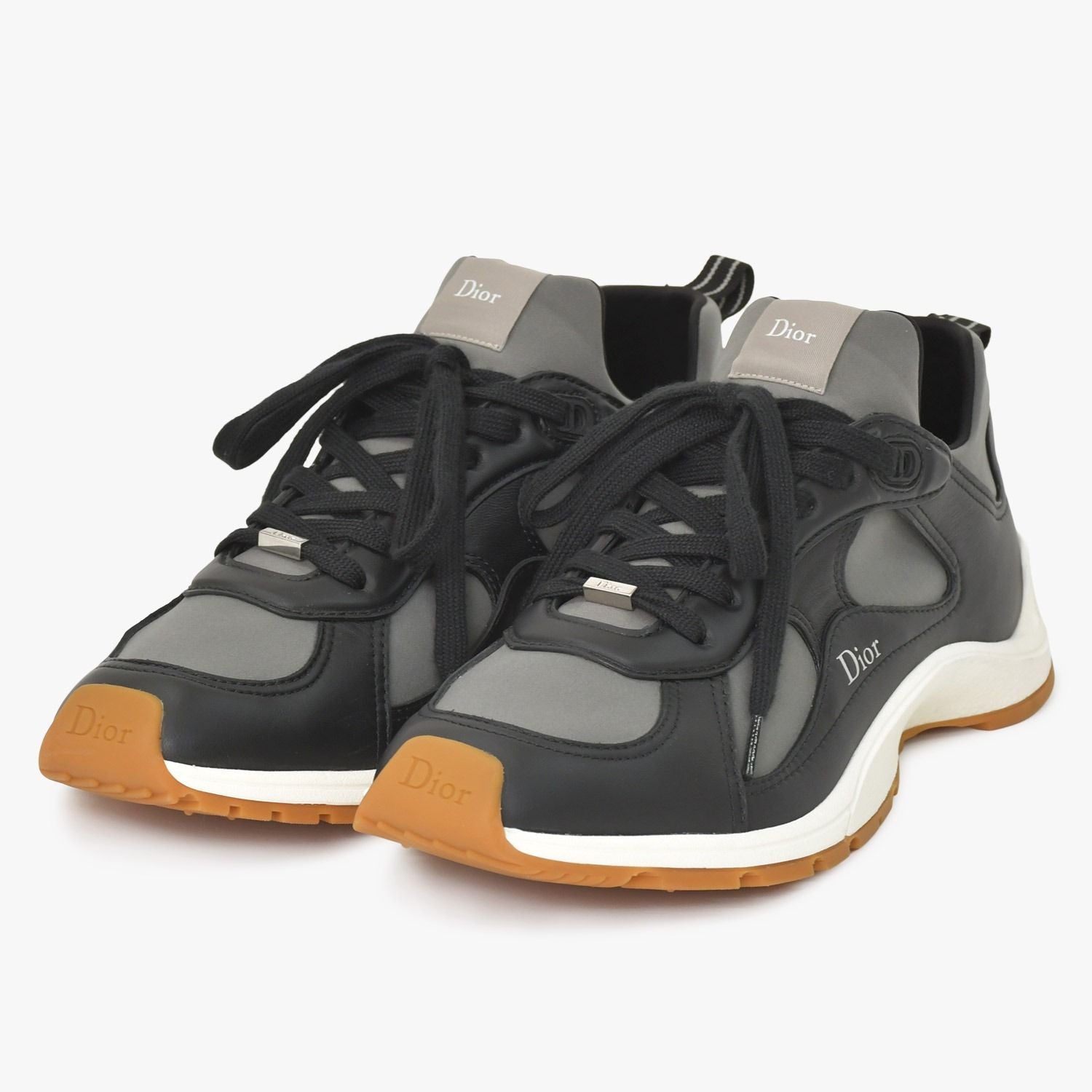 Dior Mile Sneakers Smooth Lambskin Neoprene Black White Brown
