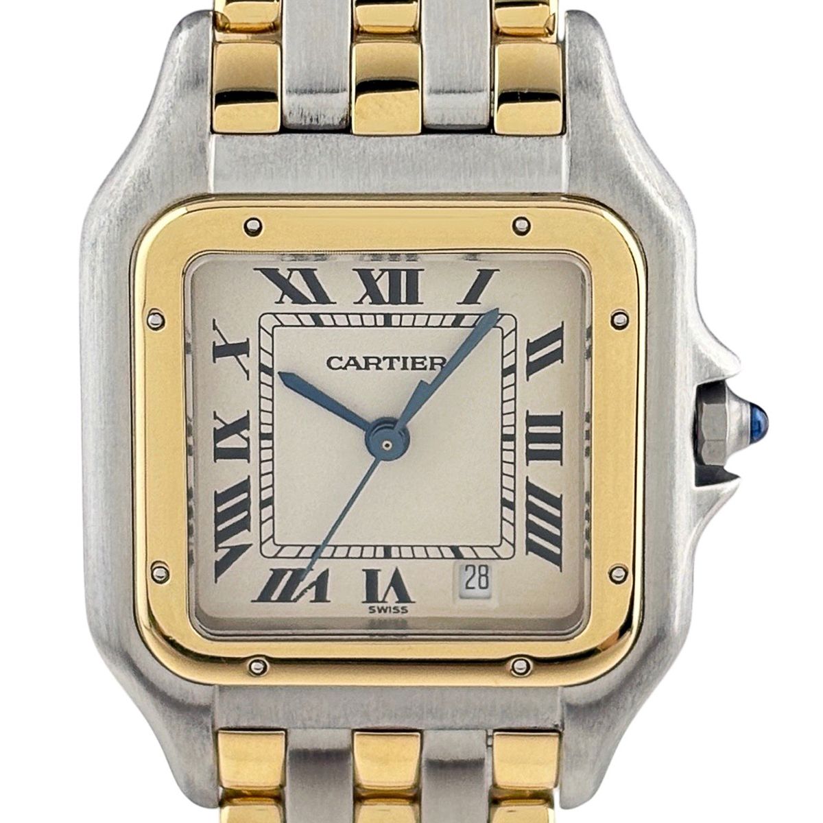 Cartier Panthère MM 3 Row Watch SS YG Quartz Ivory
