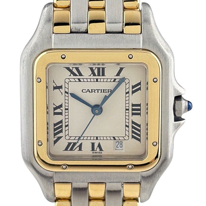 Cartier Panthère MM 3 Row Watch SS YG Quartz Ivory