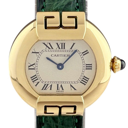 Cartier Ellipse Watch YG Leather Quartz Ivory