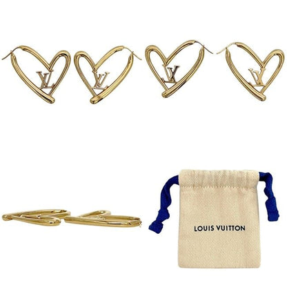 Louis Vuitton Single Earring Book le Reil Heart Foreign Love GM Hoop Metal Gold — view 2