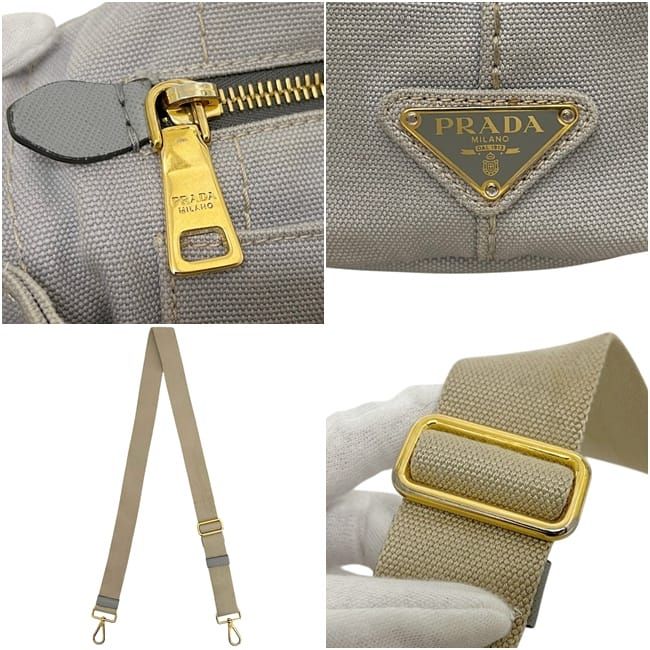Prada Tote Bag 2-Way Canapa 180 Canvas Gray — view 6