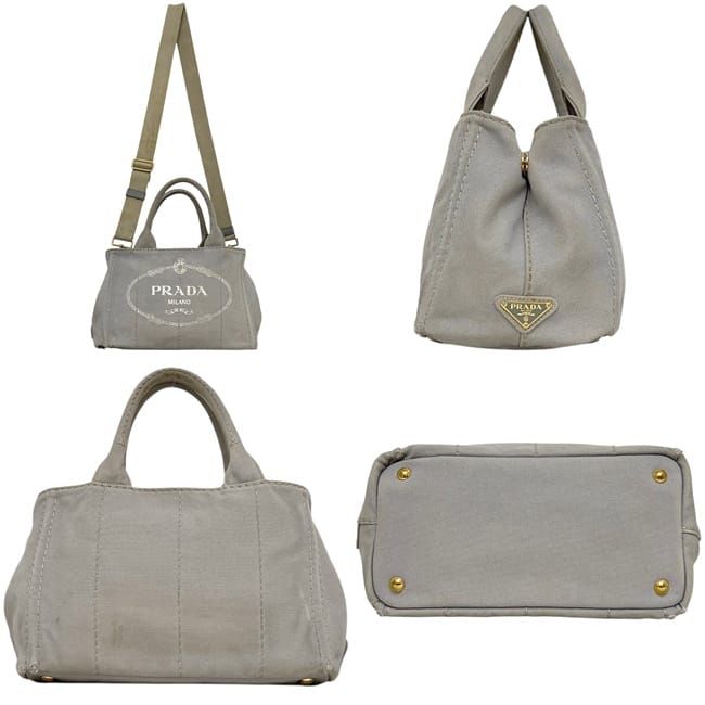 Prada Tote Bag 2-Way Canapa 180 Canvas Gray — view 2
