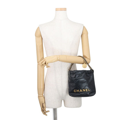 Chanel Handbag 22 Mini CC Logo Shiny Calf Leather 2-Way Shoulder Black — view 4
