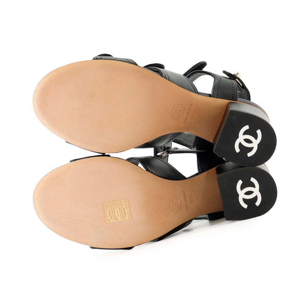 Chanel Sandals CC Logo Turnlock c Shoes Black 38 — view 4