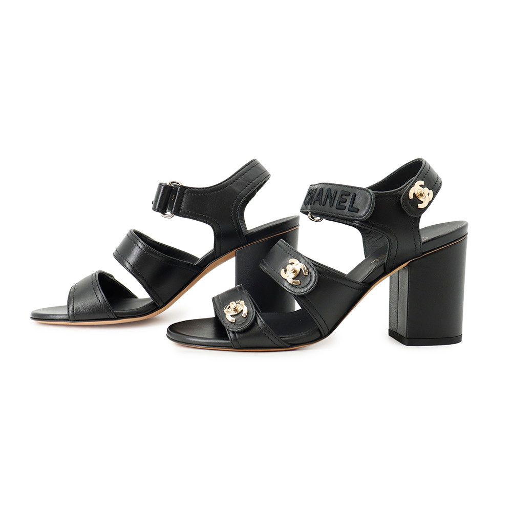 Chanel Sandals CC Logo Turnlock c Shoes Black 38 — view 2