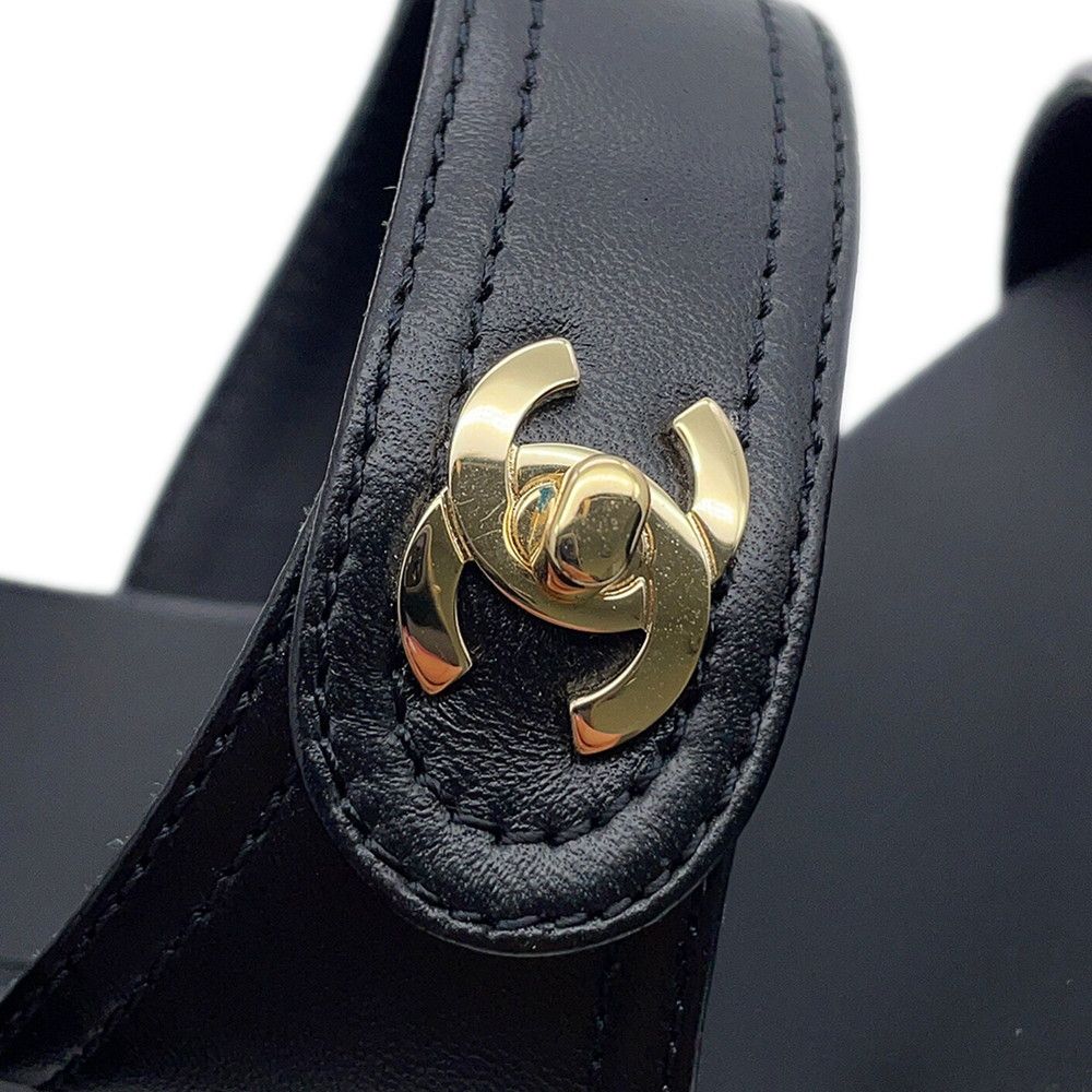 Chanel Sandals CC Logo Turnlock c Shoes Black 38 — view 8