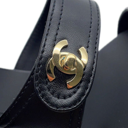 Chanel Sandals CC Logo Turnlock c Shoes Black 38 — view 8