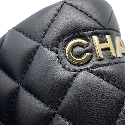 Chanel Sandals CC Logo Quilted Wedge Sole Lambskin c Shoes Black 38 — view 5