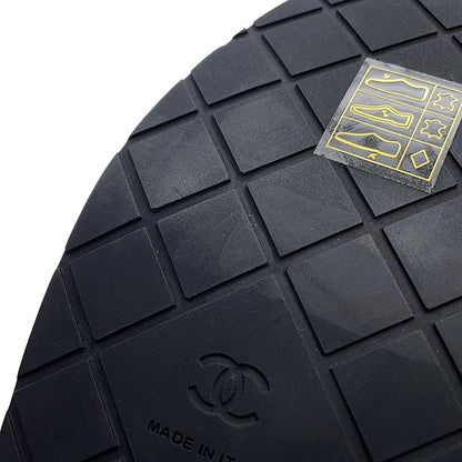 Chanel Sandals CC Logo Quilted Wedge Sole Lambskin c Shoes Black 38 — view 7
