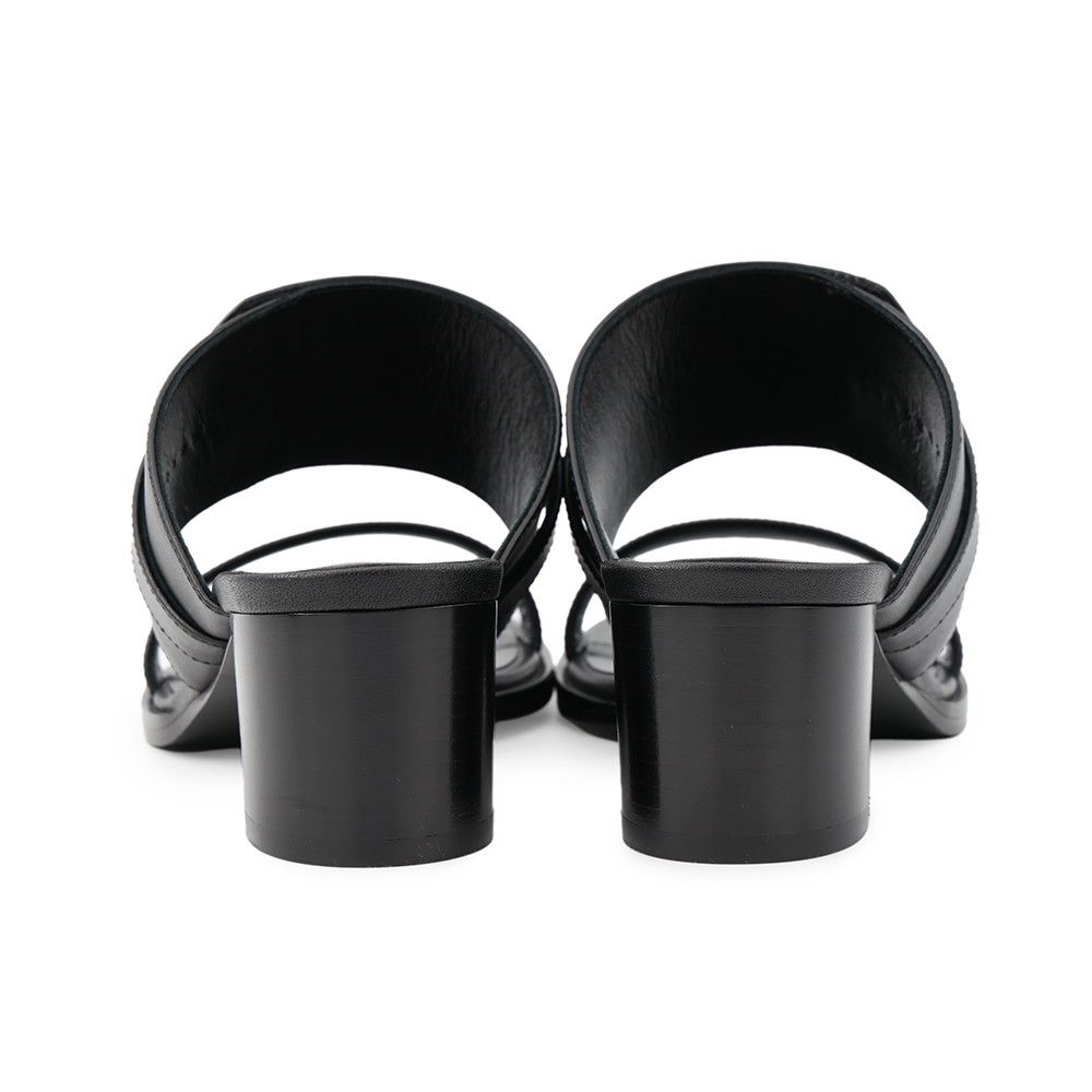 Hermes Sandals Ninon 50 Calf Leather Shoes Black 36 — view 3