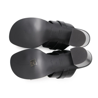Hermes Sandals Ninon 50 Calf Leather Shoes Black 36 — view 4