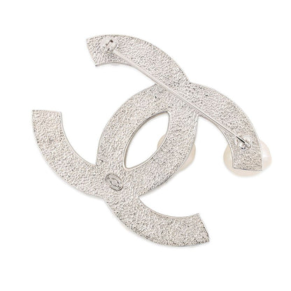 Chanel Brooch CC Logo Rhinestone Faux Pearl Metal 17k — view 3