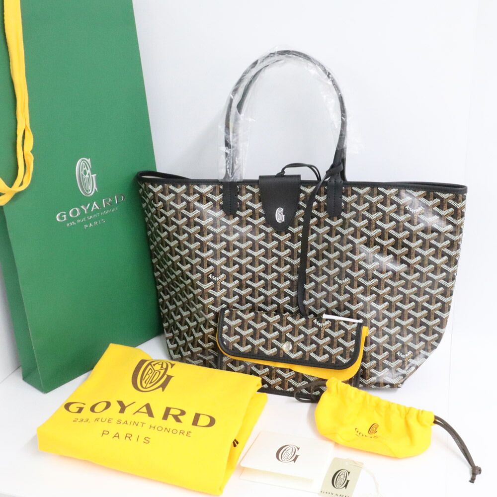 Goyard Saint Louis PM Black Tote Bag Din Canvas Leather with Clip — view 4