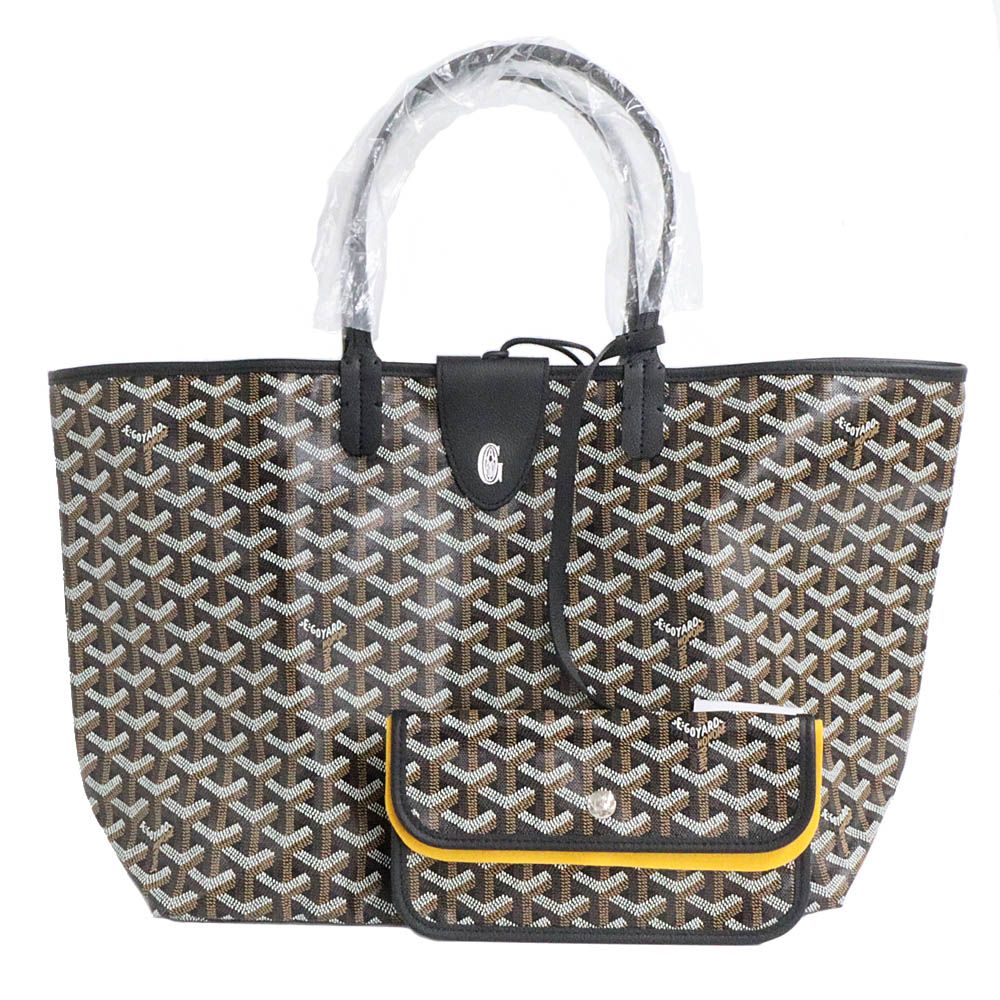 Goyard Saint Louis PM Black Tote Bag Din Canvas Leather with Clip