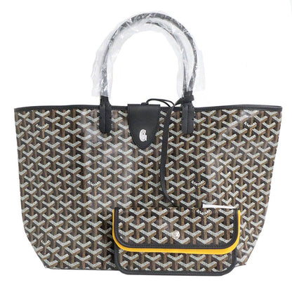 Goyard Saint Louis PM Black Tote Bag Din Canvas Leather with Clip