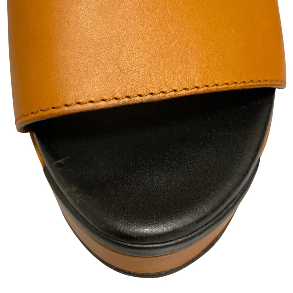 Fendi Leather Strap Platform Sandals Small Black Brown 34.5 — view 6