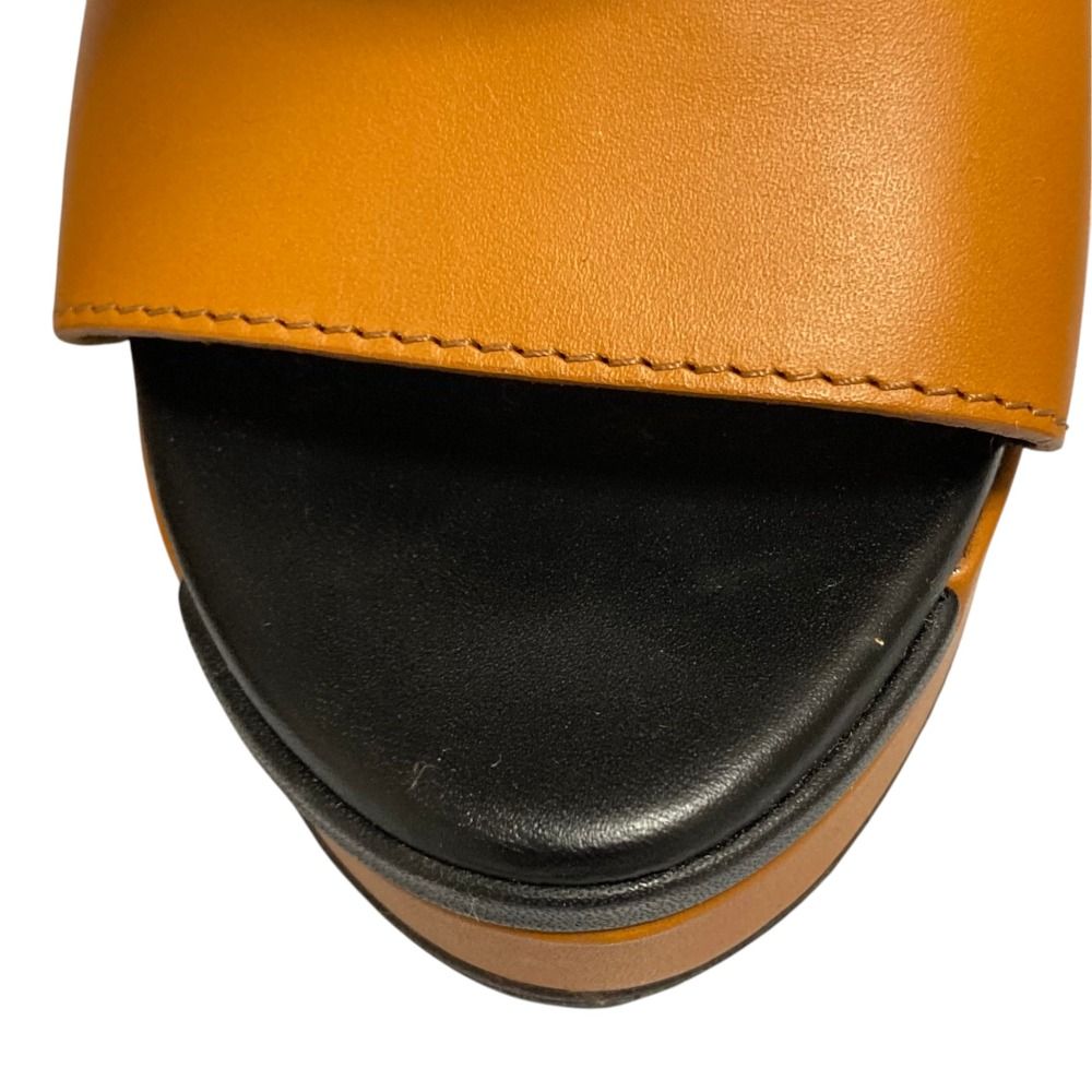 Fendi Leather Strap Platform Sandals Small Black Brown 34.5 — view 7