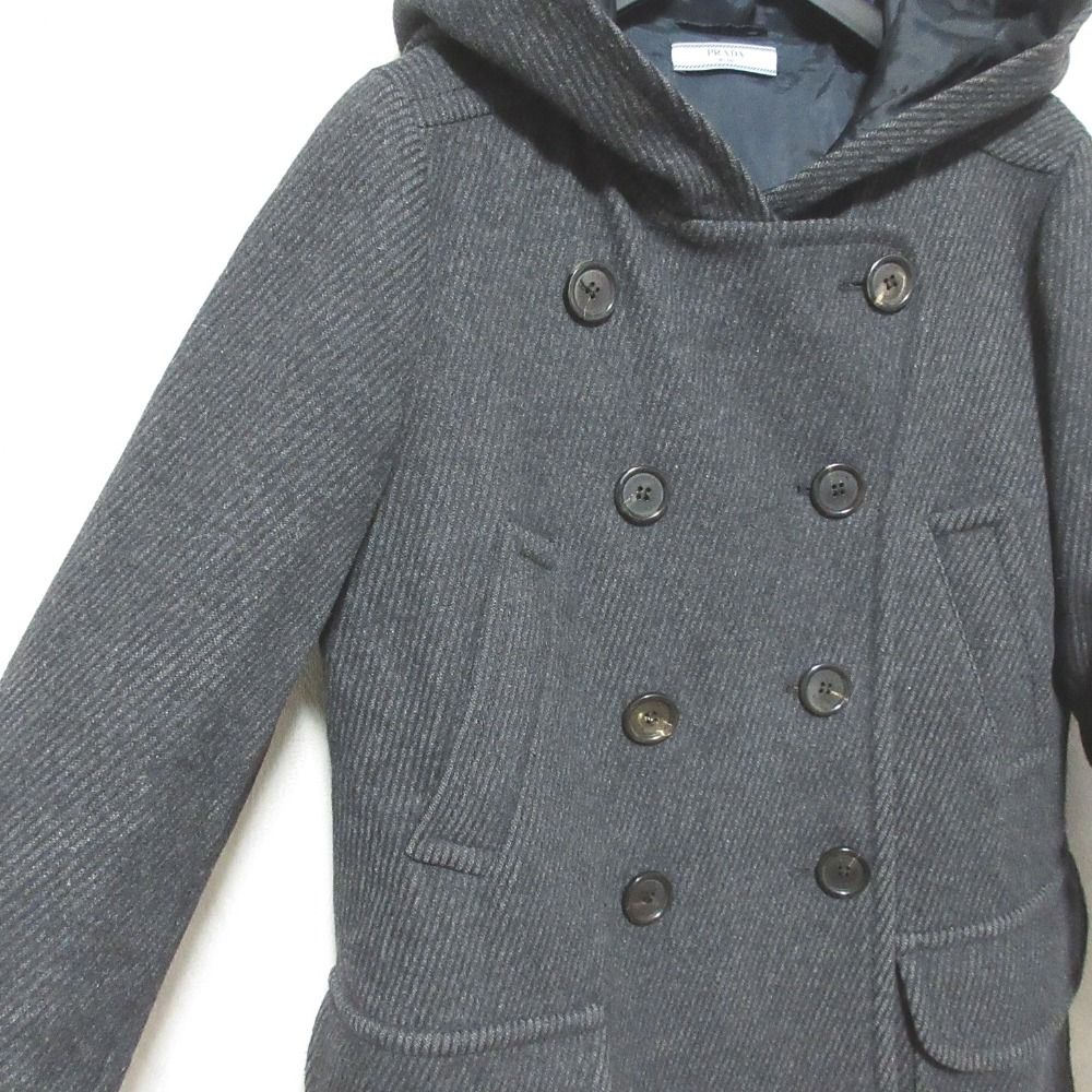 Prada Wool Calze Hooded Coat 38 Gray — view 4