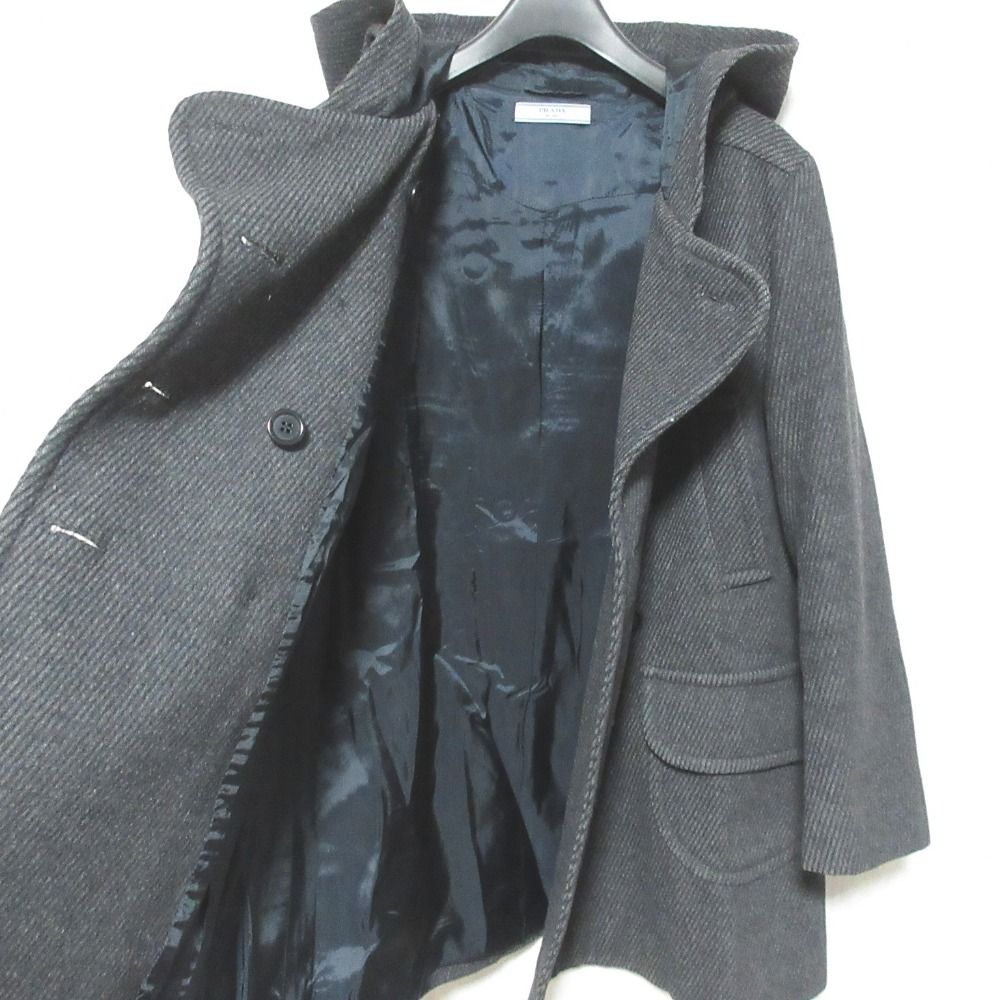 Prada Wool Calze Hooded Coat 38 Gray — view 5