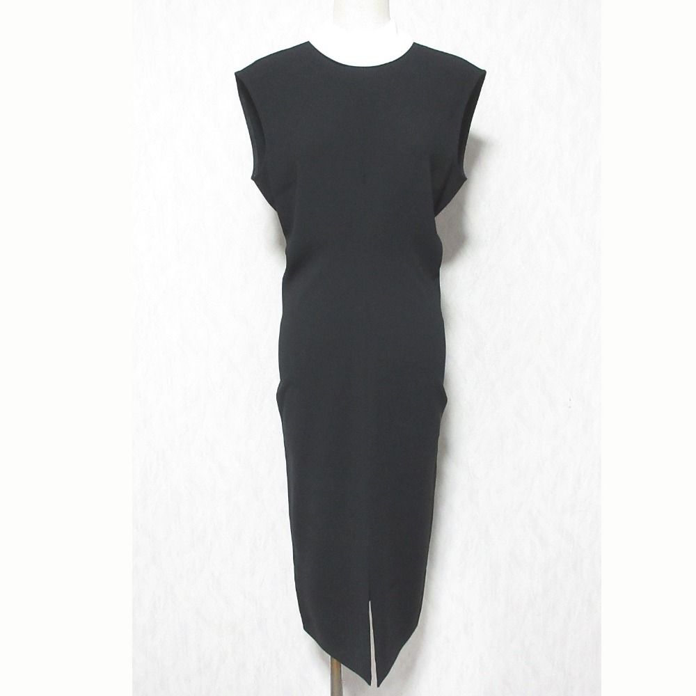 Max Mara Studio White Collared Sleeveless Dress 34 Black