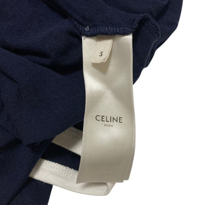 Celine Logo Flock Keep Lint Carre Ringer T-Shirt S Navy — view 6