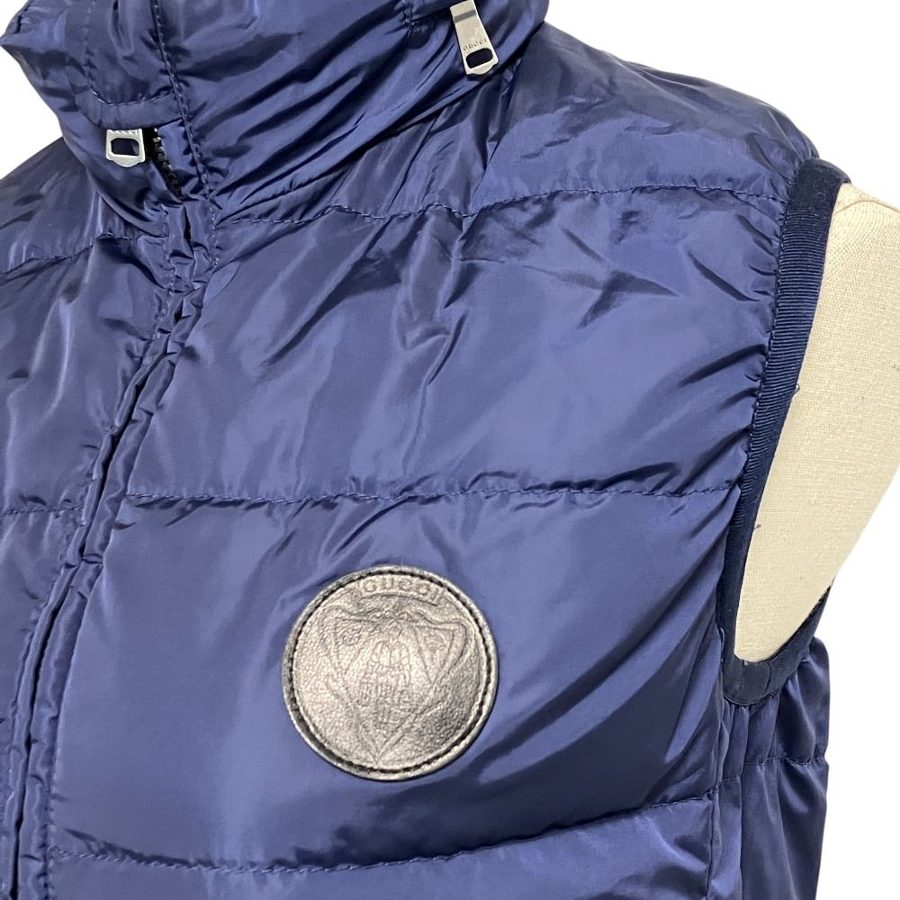 Gucci Logo Patch Down Vest Lining GG Pattern 38 Navy — view 6