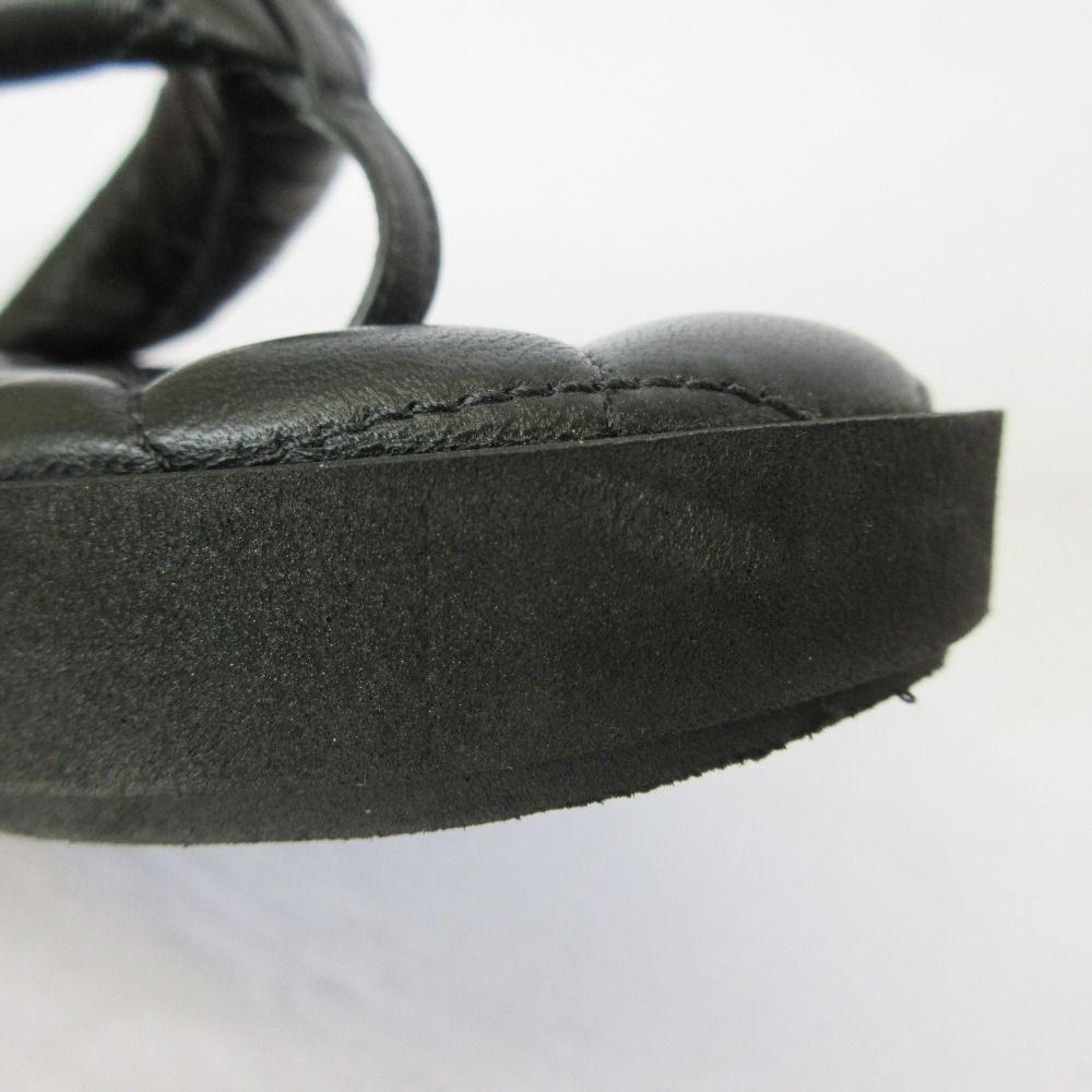 Chanel Quilted CC Logo Leather Thong Sandals c Black 38 — view 8