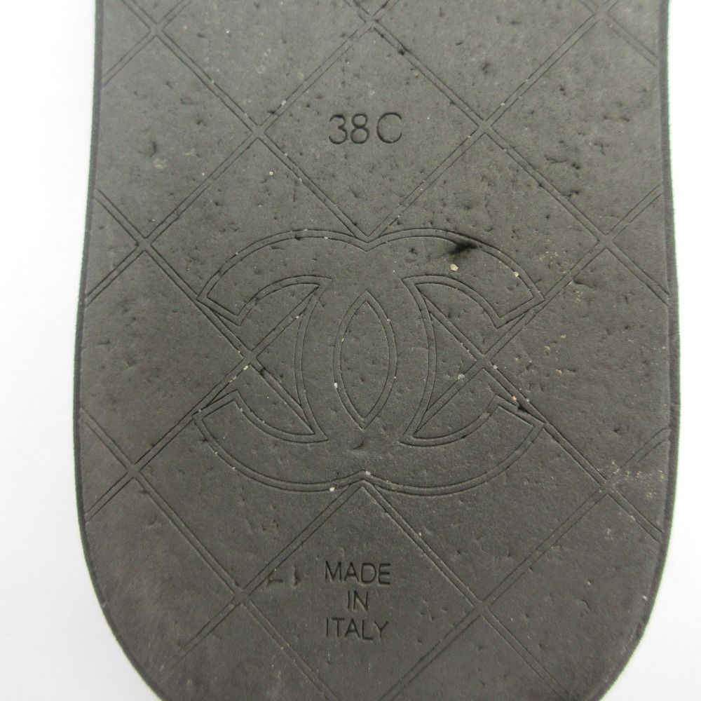 Chanel Quilted CC Logo Leather Thong Sandals c Black 38 — view 6