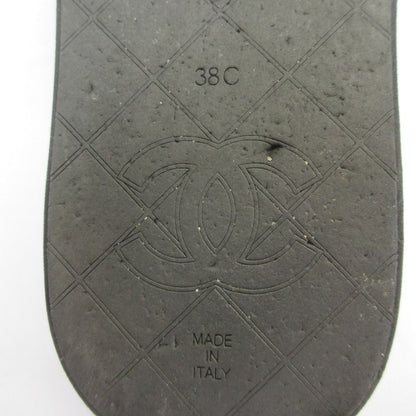 Chanel Quilted CC Logo Leather Thong Sandals c Black 38 — view 6
