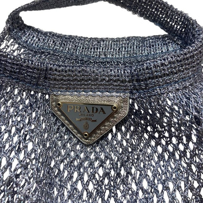 Prada Triangle Plate Mesh Mini Bag Metallic Color Light Blue — view 7