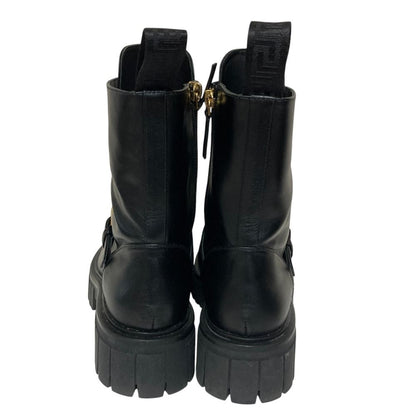 Versace Medusa Side Zip Lace Up Platform Short Boots Black 38 — view 3