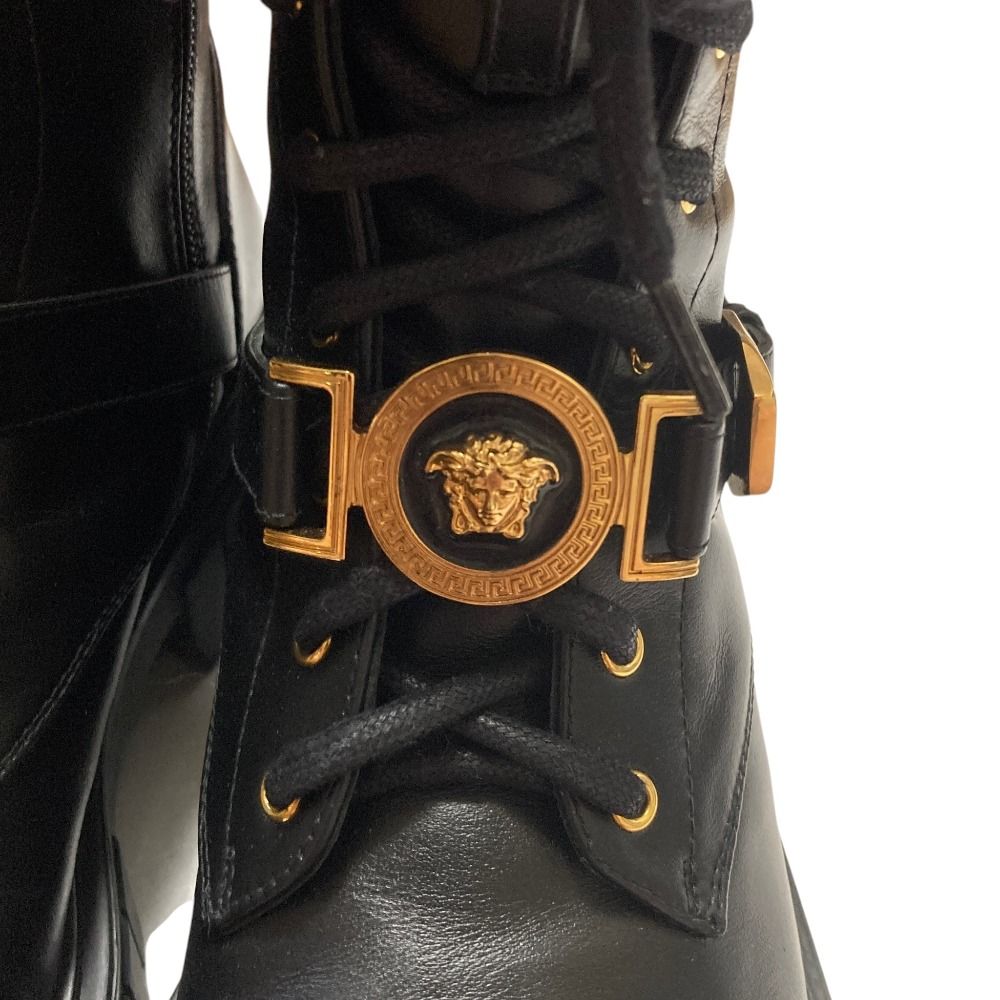 Versace Medusa Side Zip Lace Up Platform Short Boots Black 38 — view 7