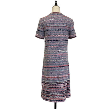 Chanel CC Logo Tweed Knit Dress Pink 38 Multicolor — view 3